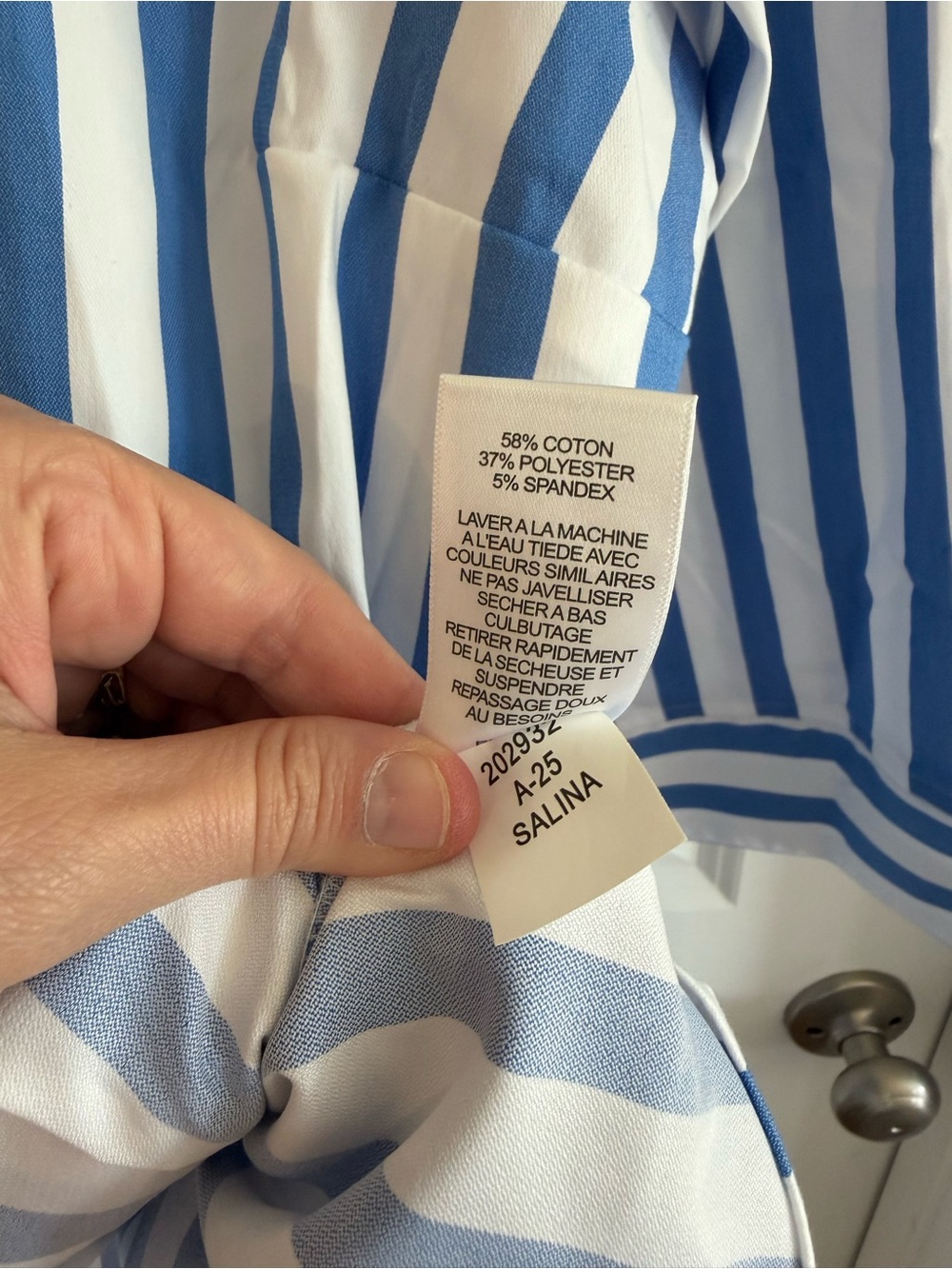 Foxcroft- Salina Plus Springtime Stripe 3/4 Sleeve Shirt - Picture 9 of 15